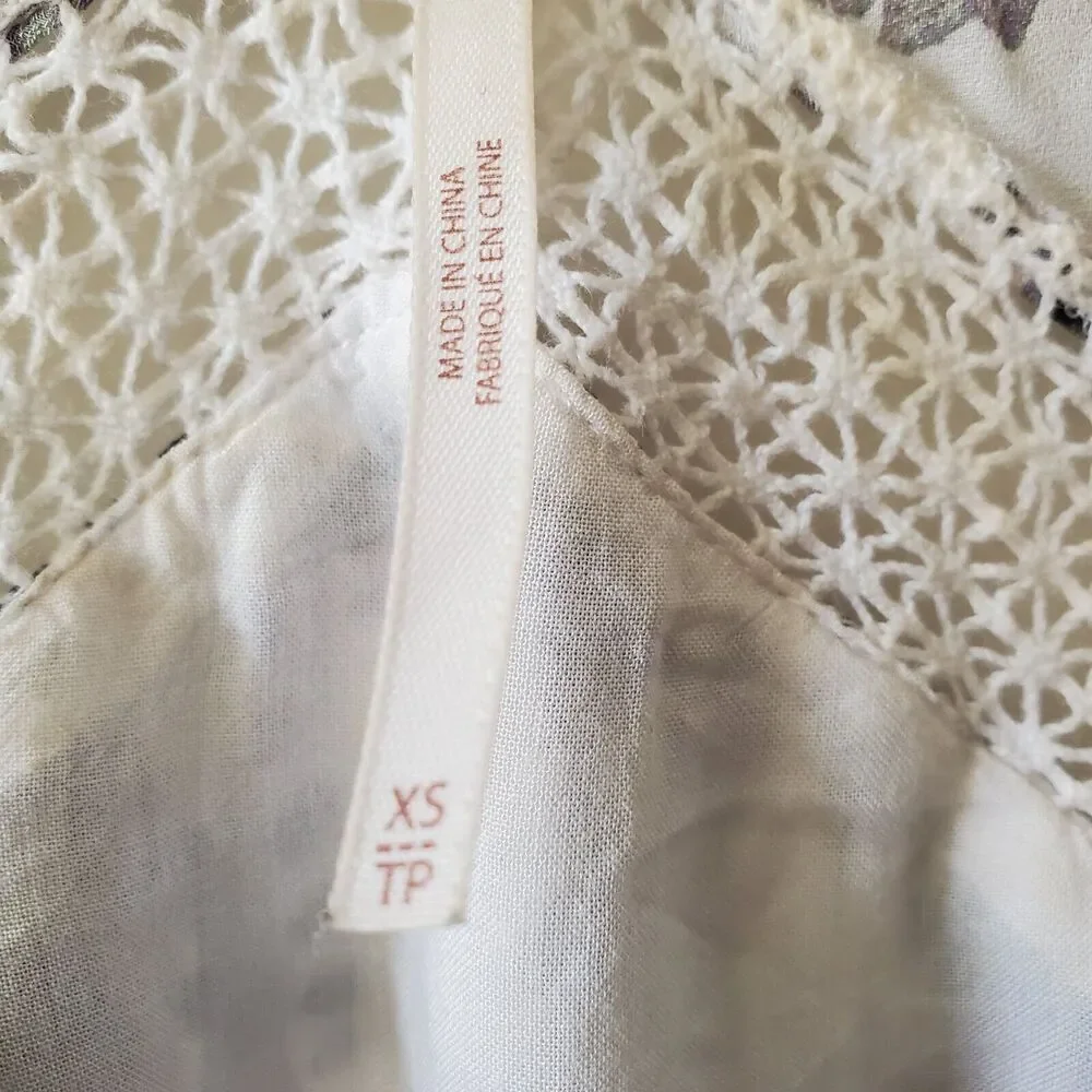 Free People Rain Or Shine Lace Up Mini Dress Ivory Paisley Womens XS - Picture 7 of 15